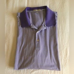 Peter Millar Purple & White Striped Polo Shirt